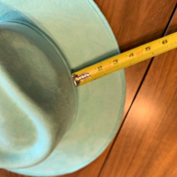 Hat, broad brim, EUC, faux suede, size med, adjustable, stetson style, turquoise - Picture 4 of 16